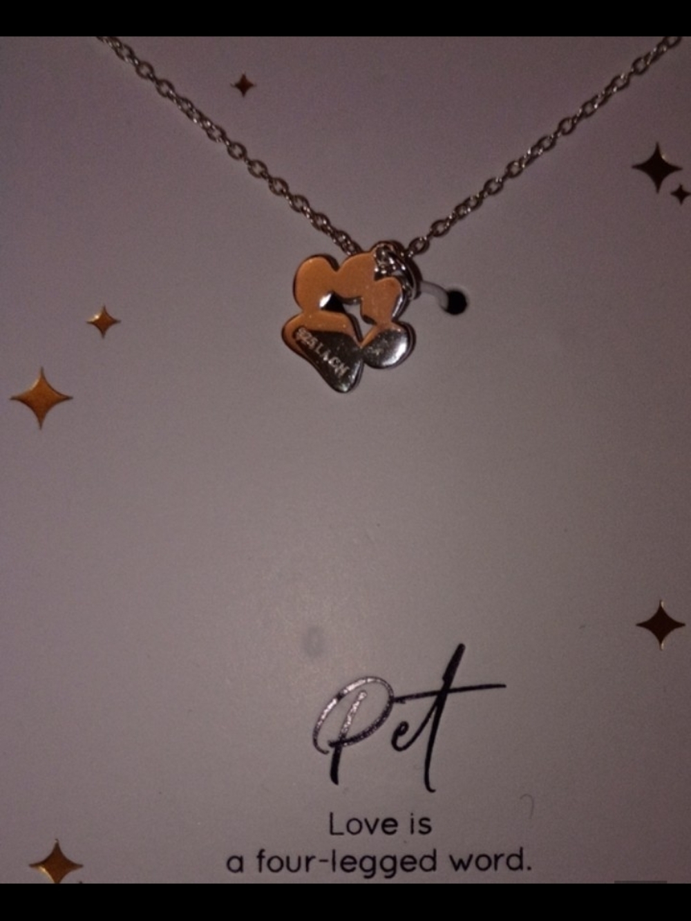 Silver Heart & Paw Pet Necklace - Silver